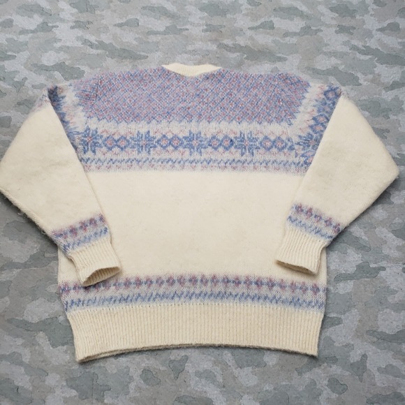 VTG Samband Of Iceland Sweater Women Large Beige Pullover Wool Fair Isles Nordic - Picture 6 of 10